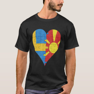 Swedish Macedonian Flag Heart T-Shirt