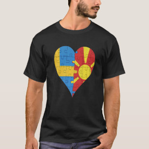 Swedish Macedonian Flag Heart T-Shirt