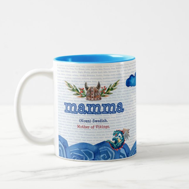 Swedish Mamma (mum) Mother of Vikings Two-Tone Coffee Mug (Left)