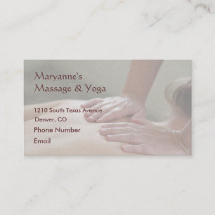Swedish Massage Photo - Back (screened back photo) Appointment Card