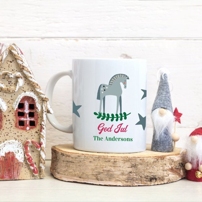 Swedish Merry Christmas Dala Horse  Coffee Mug (Creator Uploaded)