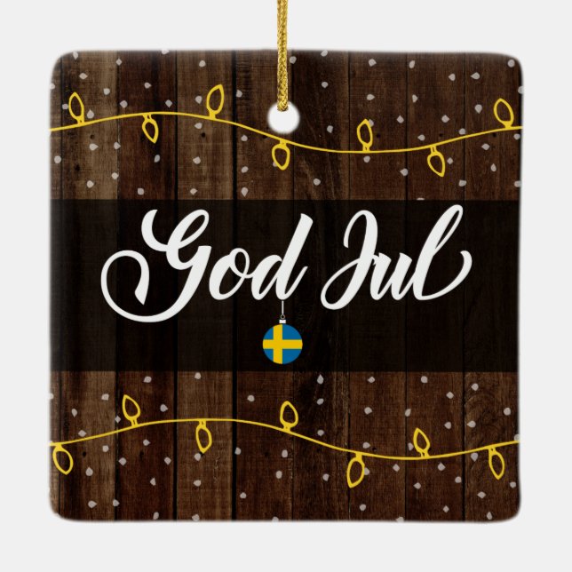 Swedish Merry Christmas, Sweden, God Jul Ceramic Ornament (Back)