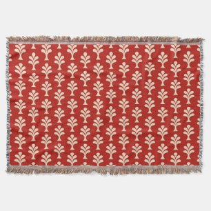 Swedish Red Tulip Folk Pattern Throw Blanket