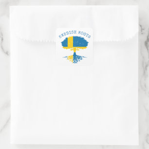 Swedish Roots Flag Square Sticker
