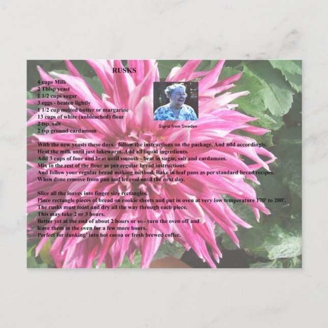 Swedish Rusks Recipe Postcard (Front)