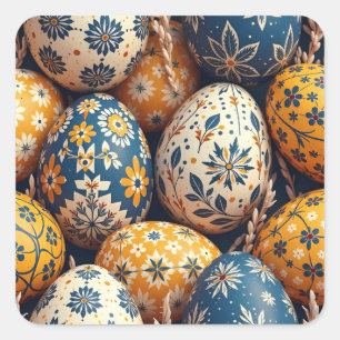 Swedish Seasonal Easter Eggs Square Sticker
