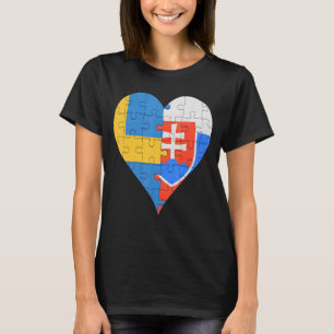 Swedish Slovakian Flag Heart T-Shirt