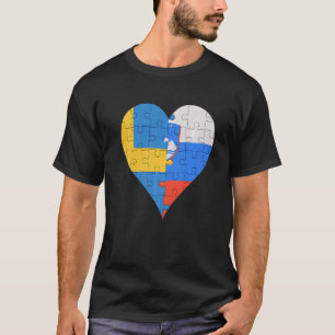 Swedish Slovenian Flag Heart T-Shirt