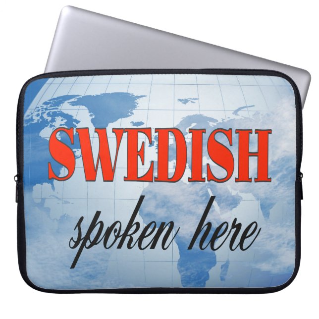 Swedish spoken here cloudy earth laptop sleeve (Front)