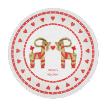 Swedish Straw Goat and Hearts Personalised
