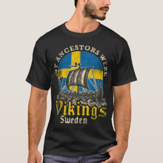 Swedish Sweden Swede Viking Ship Flag T-Shirt