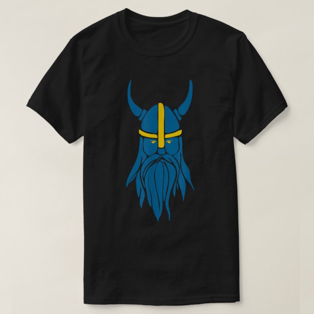 Swedish Sweden Viking Helmet With Horns Scandinavi T-Shirt (Design Front)