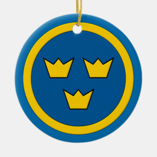 Swedish Three Crowns Flygvapnet Emblem Ceramic Tree Decoration