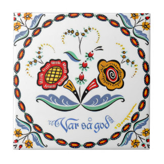 swedish tiles simple red yellow flowers