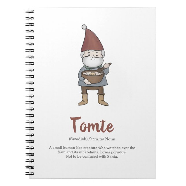 Swedish Tomte Gnome Definition  Notebook (Front)