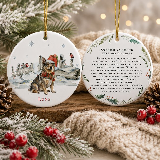 Swedish Vallhund Dog Monogram Ceramic Tree Decoration (Creator Uploaded)