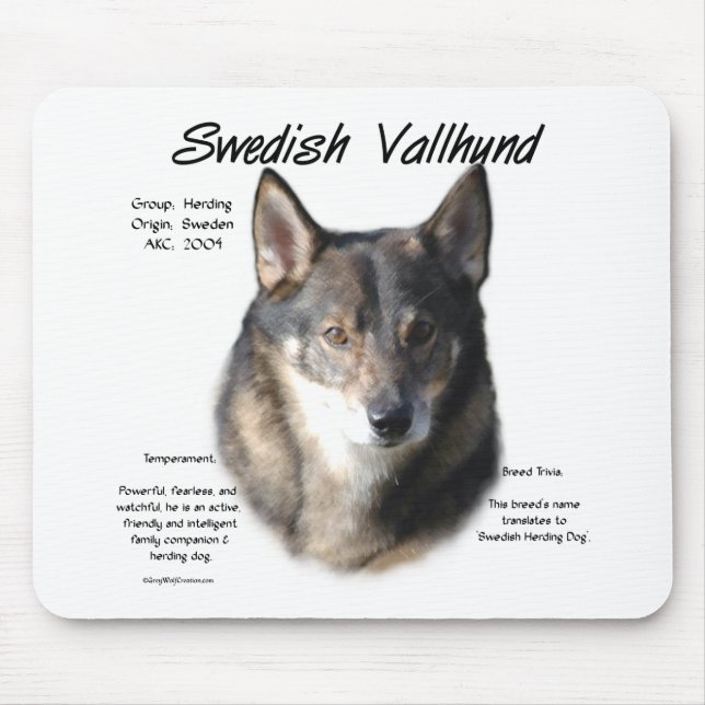Swedish Vallhund History  Mouse Mat (Front)