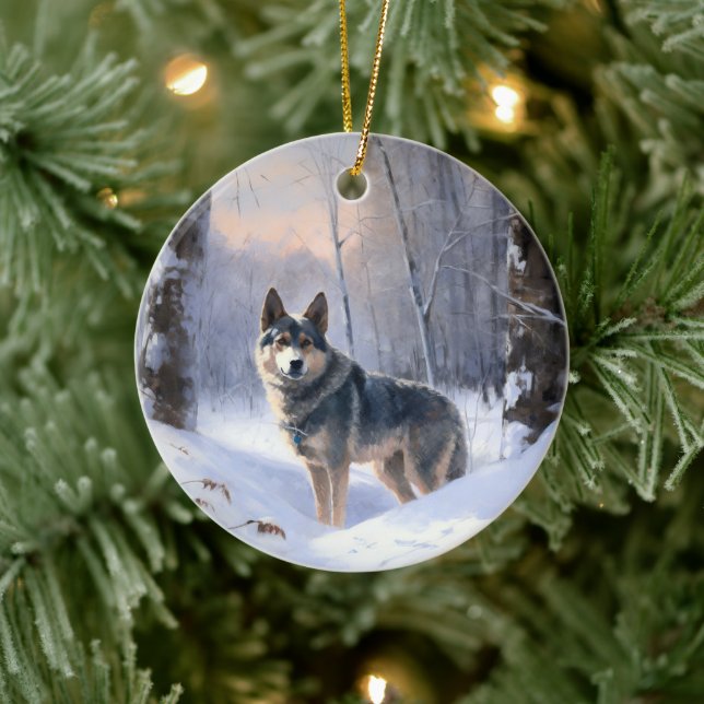 Swedish Vallhund Let It Snow Christmas  Ceramic Tree Decoration (Tree)