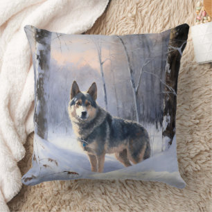Swedish Vallhund Let It Snow Christmas Cushion
