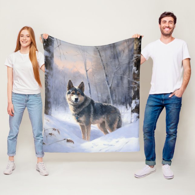 Swedish Vallhund Let It Snow Christmas  Fleece Blanket (In Situ)