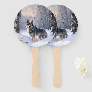 Swedish Vallhund Let It Snow Christmas  Hand Fan