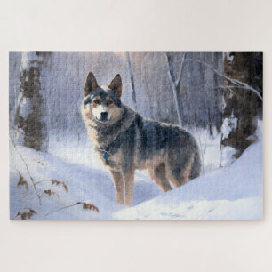 Swedish Vallhund Let It Snow Christmas  Jigsaw Puzzle