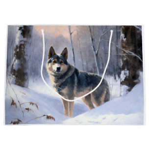 Swedish Vallhund Let It Snow Christmas Large Gift Bag