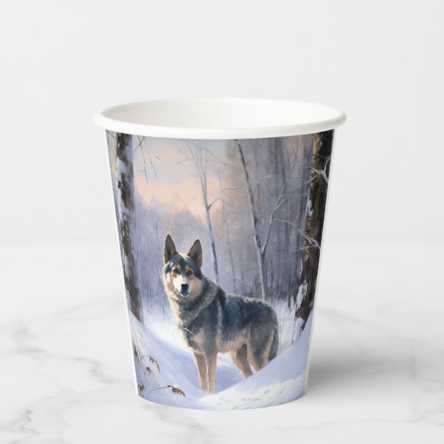 Swedish Vallhund Let It Snow Christmas  Paper Cups (Front)