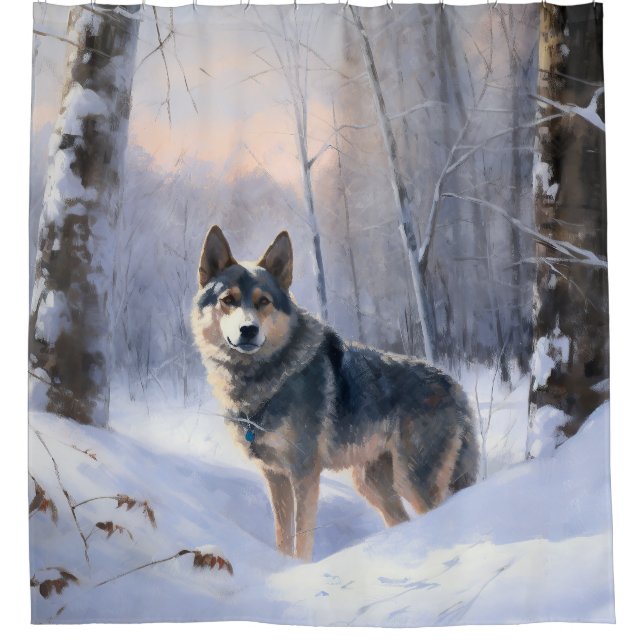 Swedish Vallhund Let It Snow Christmas  Shower Curtain (Front)