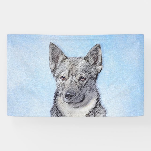 Swedish Vallhund Painting - Cute Original Dog Art Banner (Horizontal)