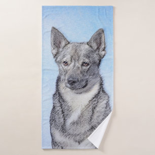 Swedish Vallhund Painting - Cute Original Dog Art Bath Towel Set