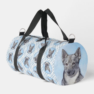 Swedish Vallhund Painting Cute Original Dog Art Duffle Bag
