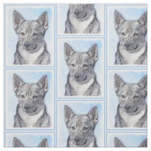 Swedish Vallhund Painting - Cute Original Dog Art Fabric
