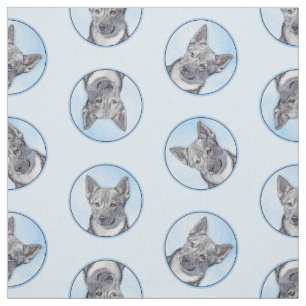 Swedish Vallhund Painting Cute Original Dog Art Fabric