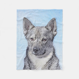 Swedish Vallhund Painting - Cute Original Dog Art Fleece Blanket