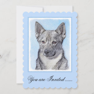 Swedish Vallhund Painting - Cute Original Dog Art Invitation
