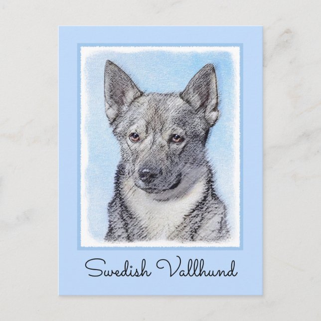 Swedish Vallhund Painting - Cute Original Dog Art Postcard (Front)