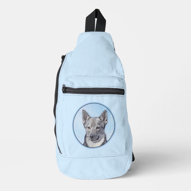 Swedish Vallhund Painting Cute Original Dog Art Sling Bag (Front)