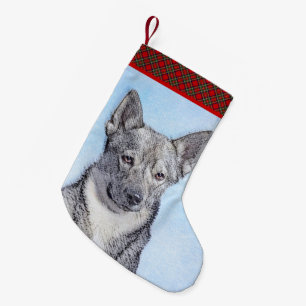 Swedish Vallhund Painting - Cute Original Dog Art Small Christmas Stocking