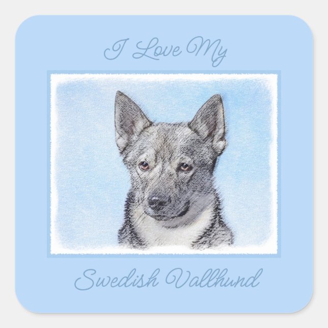 Swedish Vallhund Painting - Cute Original Dog Art  Square Sticker (Front)