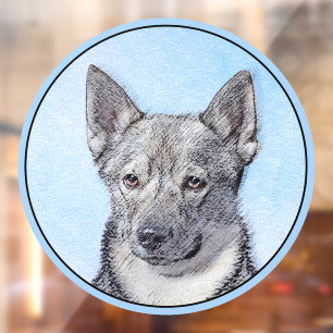 Swedish Vallhund Painting - Cute Original Dog Art Window Cling