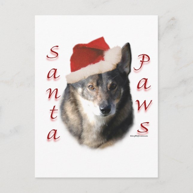 Swedish Vallhund Santa Paws Holiday Postcard (Front)