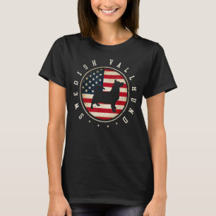 Swedish Vallhund USA Flag 4th July Dog Mum Dad T-Shirt