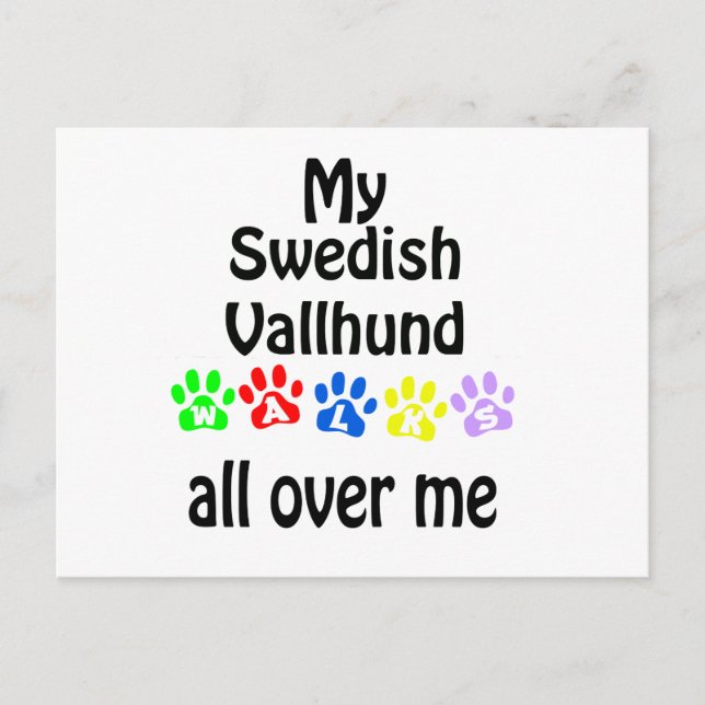 Swedish Vallhund Walks Design Postcard (Front)