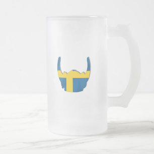 Swedish Viking helmet flag of Sweden Frosted Glass Beer Mug