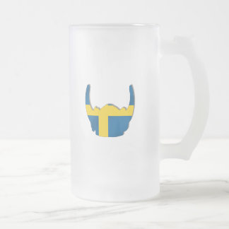 Swedish Viking helmet flag of Sweden Frosted Glass Beer Mug