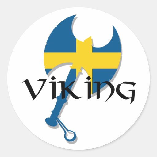 Image of Swedish Viking Sweden flag Axe Classic Round Sticker