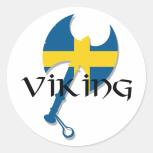 Swedish Viking Sweden flag Axe Classic Round Sticker