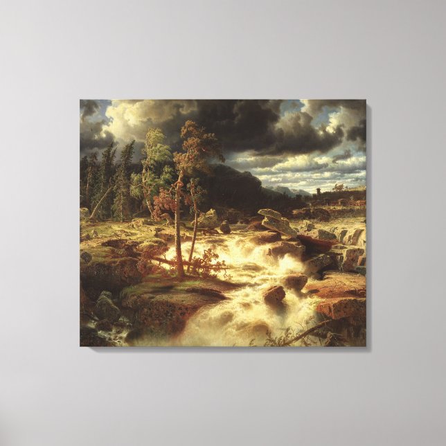Swedish Waterfall Landscape (by Marcus Larson) Canvas Print (Front)