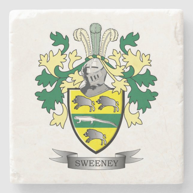 Sweeney Coat of Arms Stone Coaster (Front)